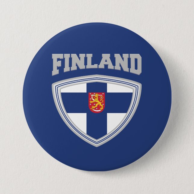 Finland Flag Shield & Emblem Button (Front)