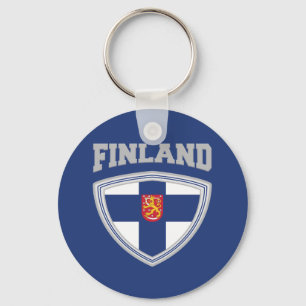 Finland Flag Shield & Emblem Keychain