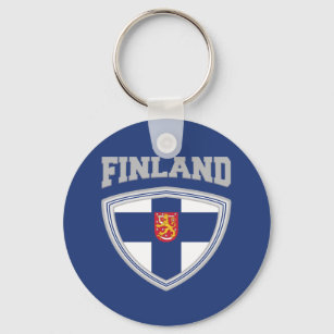 Finland Flag Shield & Emblem Keychain
