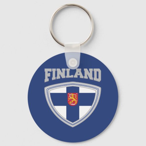 Finland Flag Shield  Emblem Keychain