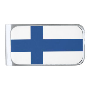 Finland Flag Silver Finish Money Clip