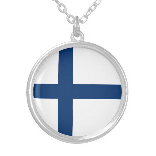 Finland Flag Silver Plated Necklace
