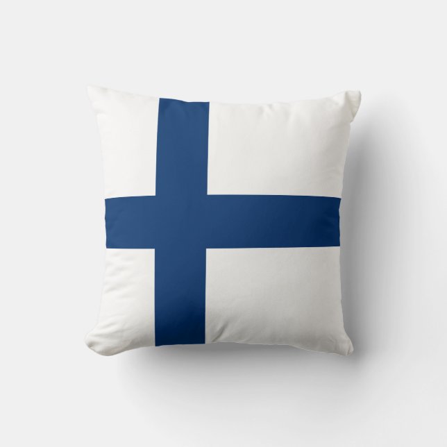 Finland Flag Throw Pillow (Front)
