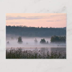 Finland foggy lake landscape postcard