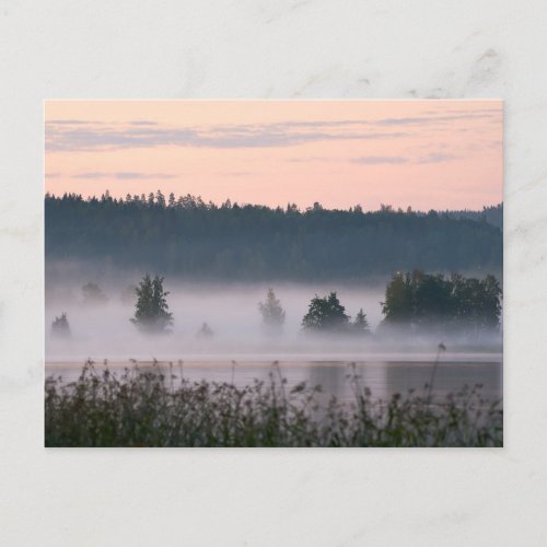 Finland foggy lake landscape postcard