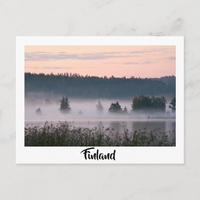 Finland foggy lake tourist postcard (Front)