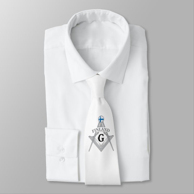 Finland freemasonry sign neck tie (Tied)