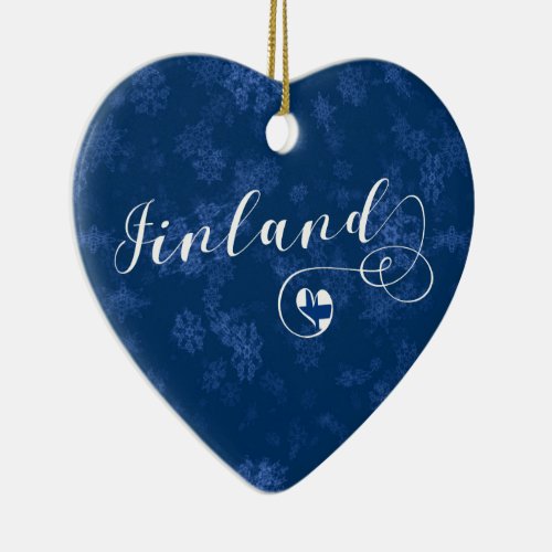 Finland Heart Christmas Tree Ornament Finnish Ceramic Ornament