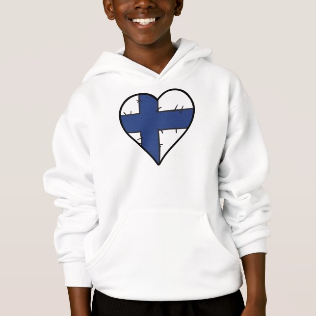 Finland Heart Finnish Flag Hoodie (Front)