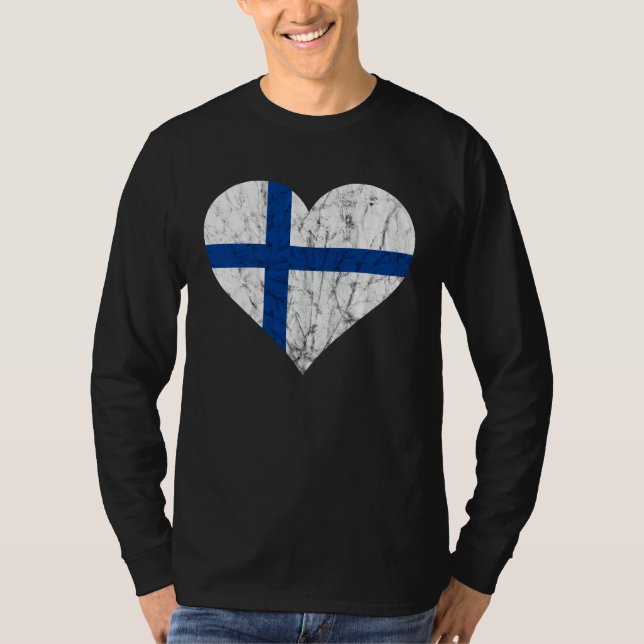 Finland Heart Suomi Finnish Flag Sisu Fin Pride T-Shirt (Front)