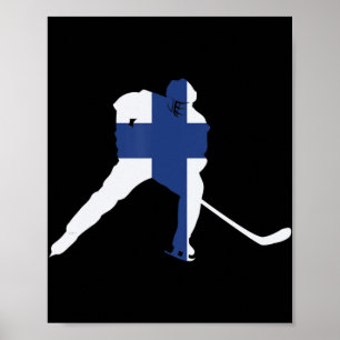 Finland Ice Hockey Fin Player Finnish Team Stick Poster