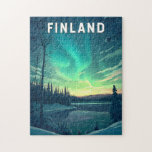 Finland Illustration Travel Art Vintage Jigsaw Puzzle<br><div class="desc">Finland retro vector travel design. From vibrant Helsinki to the snowy magic of Lapland,  Finland offers a peaceful yet adventurous escape into the heart of Scandinavia.</div>