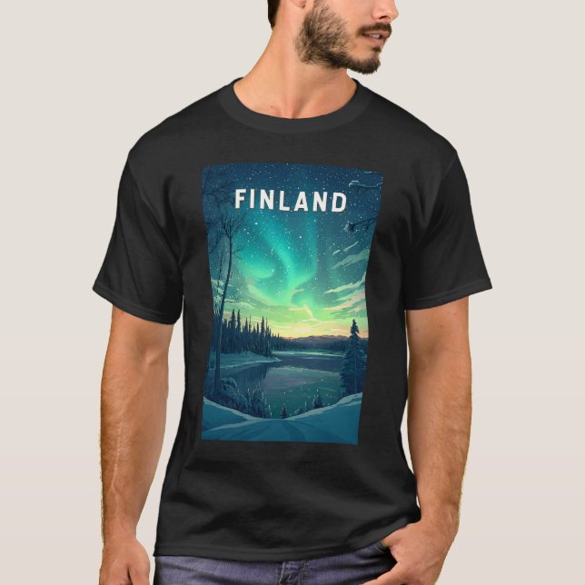 Finland Illustration Travel Art Vintage T-Shirt (Front)