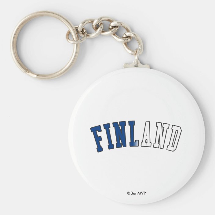 Finland in National Flag Colors Key Chain