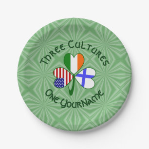 Finland Ireland USA Shamrock Flag Personalized Paper Plates