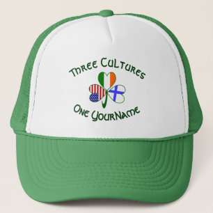 Finland Ireland USA Shamrock Flag Personalized Trucker Hat