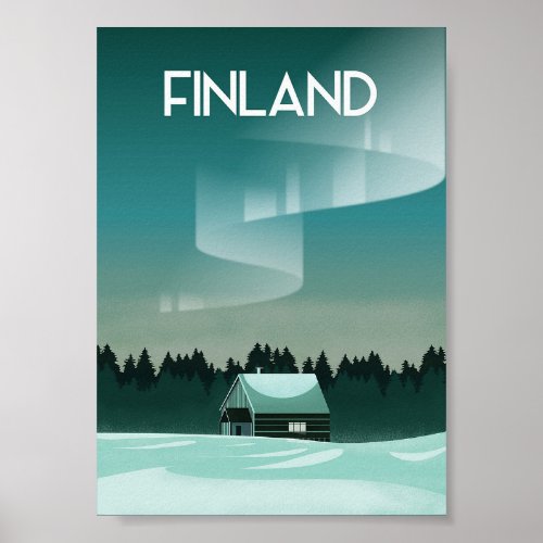 Finland Lapland  winter northern lights Poster