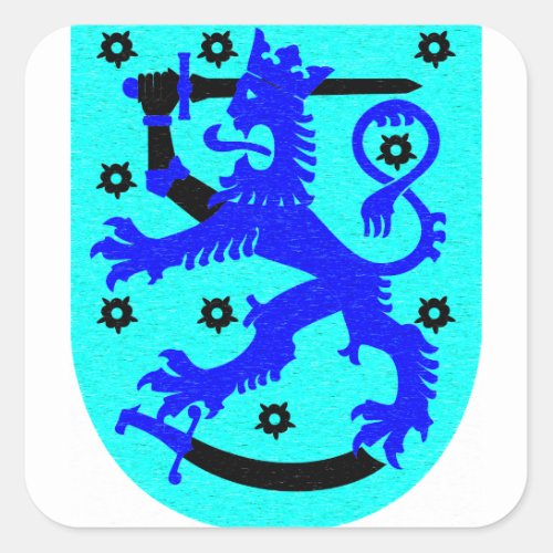 Finland lion  sword coat of arms square sticker