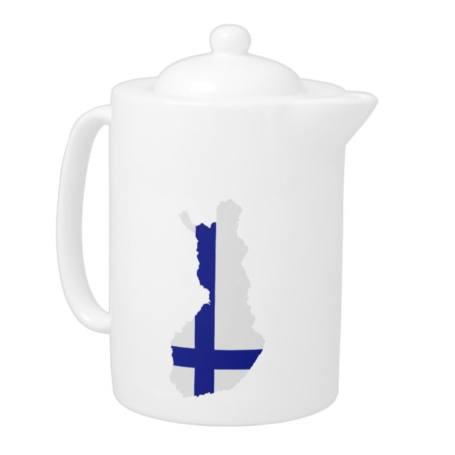 Finland map flag teapot (Left)