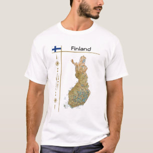 Finland Map + Flag + Title T-Shirt