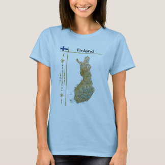 Finland Map + Flag + Title T-Shirt