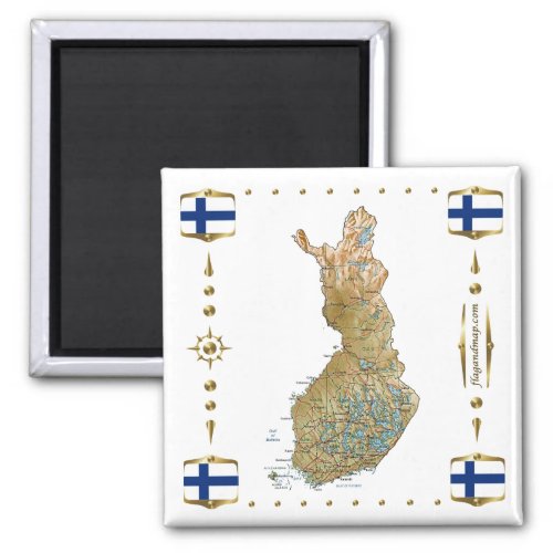 Finland Map  Flags Magnet