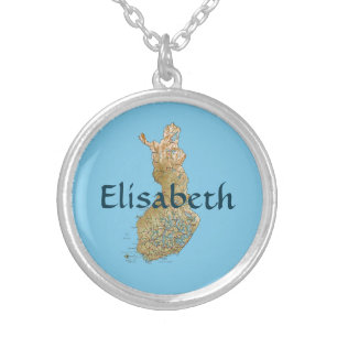 Finland Map + Name Necklace