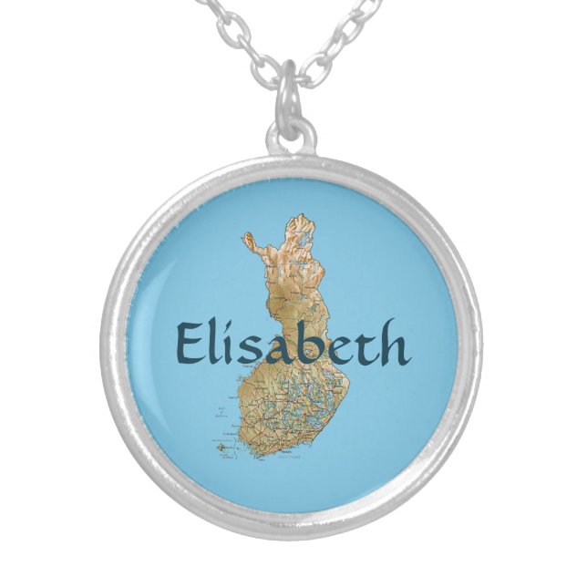 Finland Map + Name Necklace (Front)