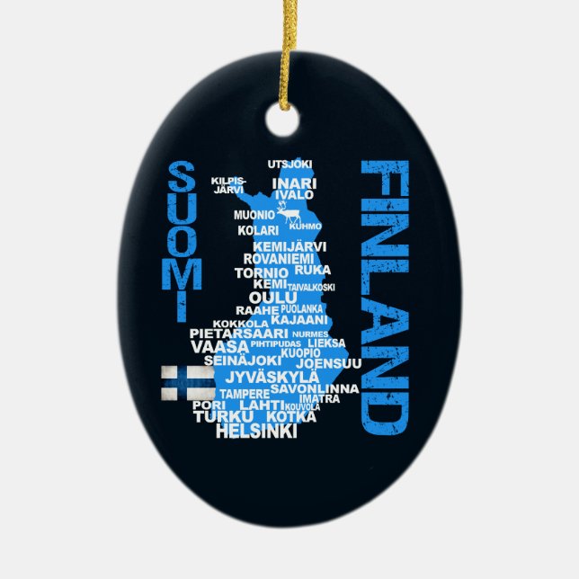 FINLAND MAP ornament - customizable (Front)