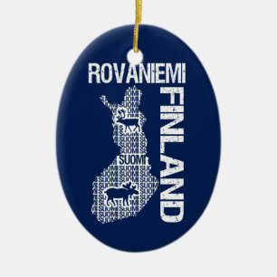 FINLAND MAP ornament - Rovaniemi - customizable