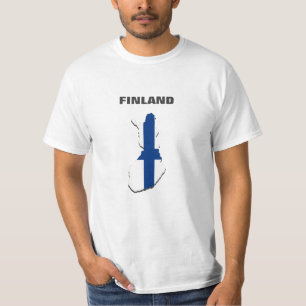 Finland Map with Flag on T-Shirt