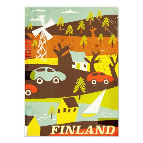 Finland mid century modern travel poster