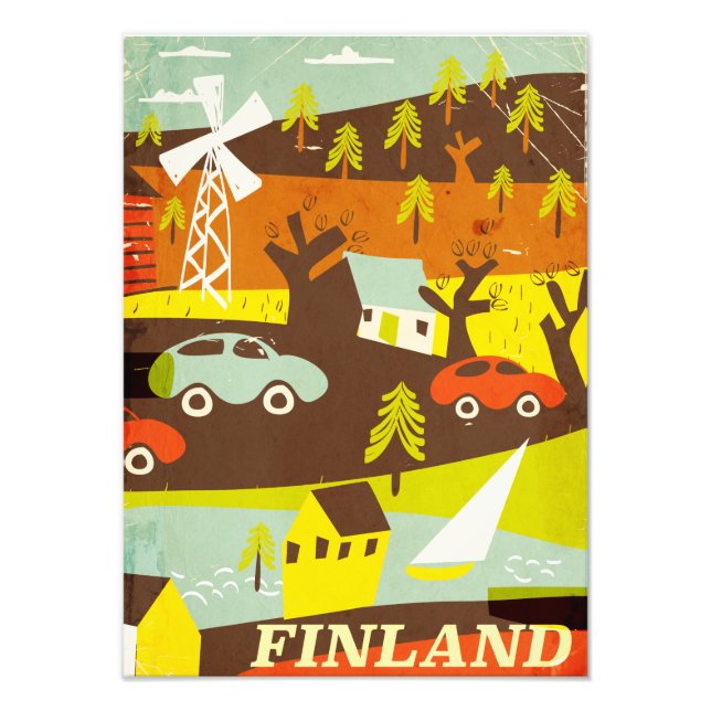 Finland mid century modern travel poster (Front)