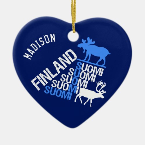 Finland Moose  Reindeer custom name ornament