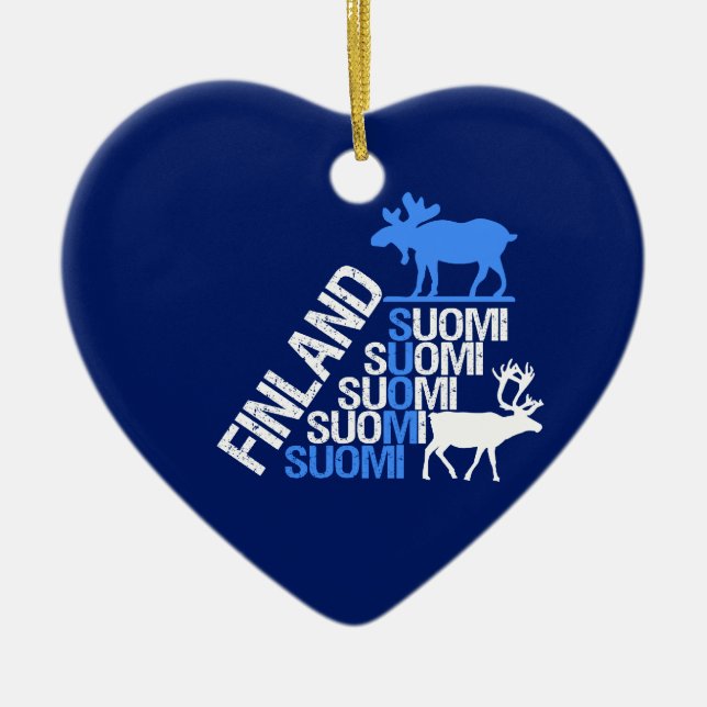 Finland Moose & Reindeer ornament - customize (Front)