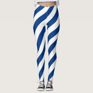 Finland National Flag Colors Diagonal Striped Leggings