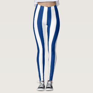 Finland National Flag Colors Vertical Striped Leggings