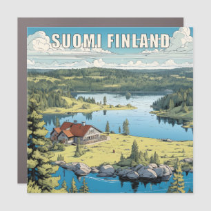 Finland Nature Illustration Car Magnet
