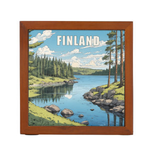 Finland Nature Illustration Desk Organizer