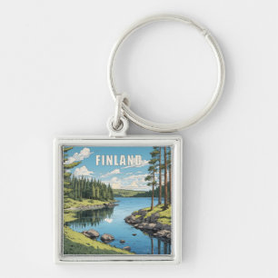 Finland Nature Illustration Keychain