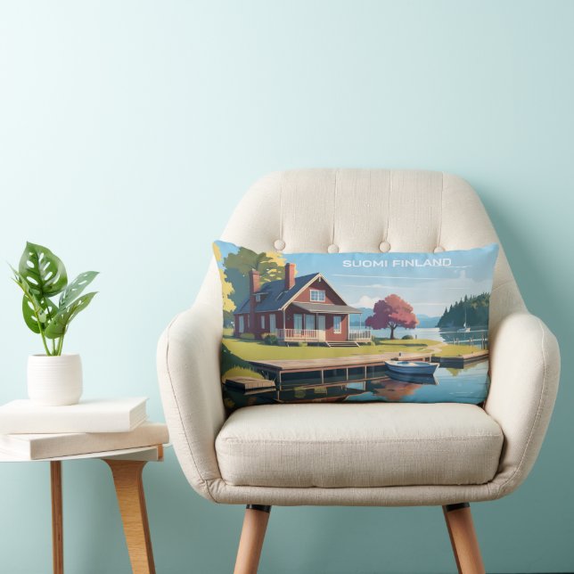 Finland Nature Illustration Lumbar Pillow (Chair)