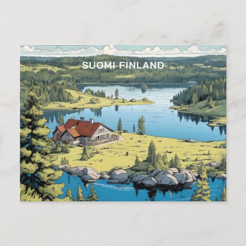 Finland Nature Illustration Postcard