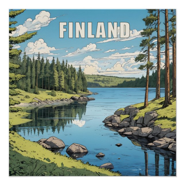 Finland Nature Illustration Poster (Front)