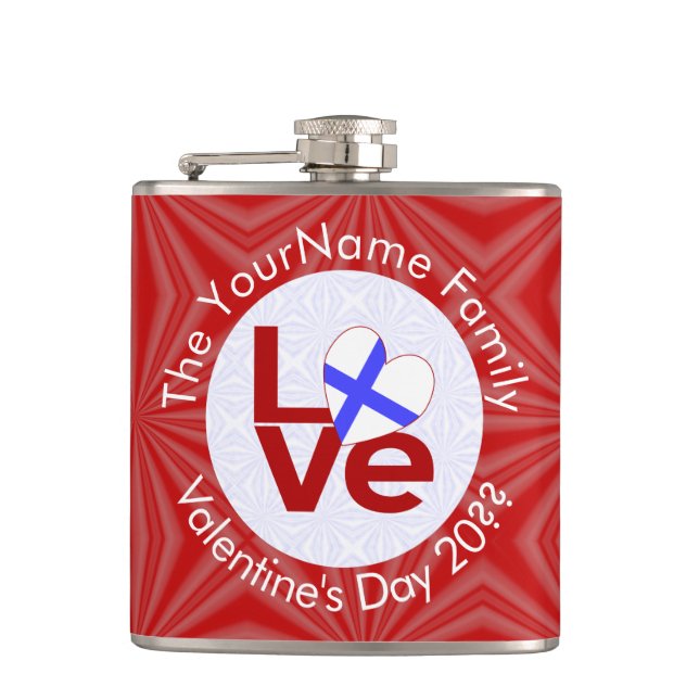Finland Red LOVE Flag Personalized  Flask (Front)