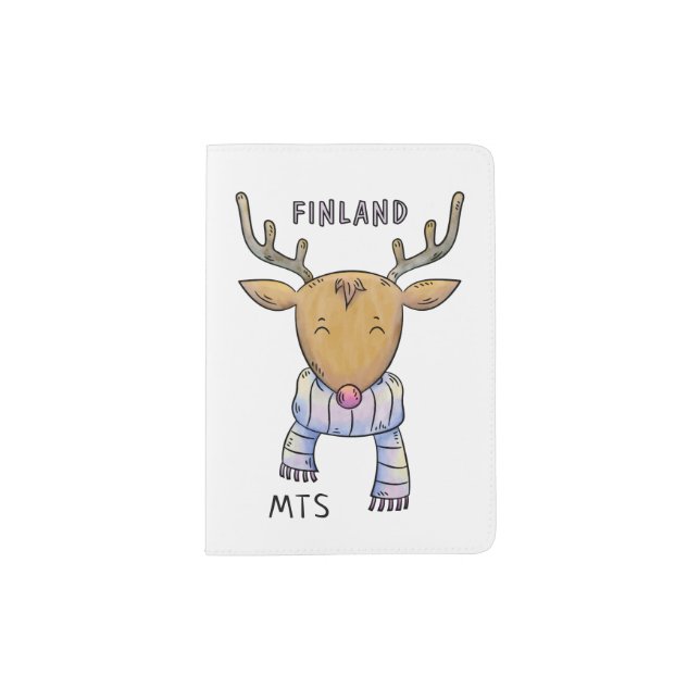 Finland Reindeer custom monogram passport cover (Front)