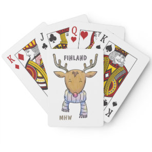 Finland Reindeer custom monogram playing cards