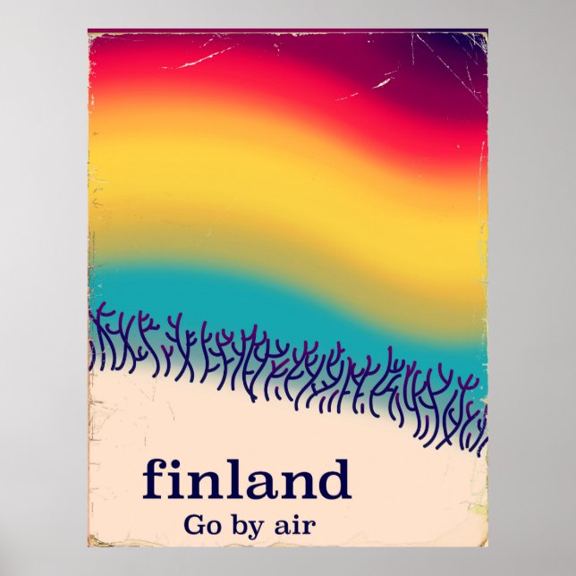 Finland retro vacation 'rainbow' poster print. (Front)