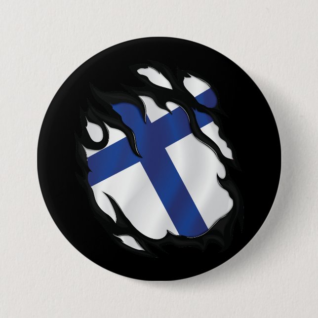 Finland Ripped Flag Button (Front)