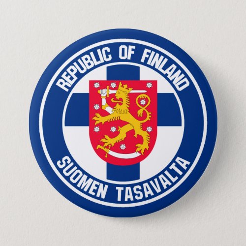 Finland Round Emblem Button