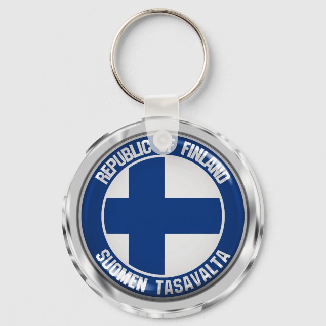 Finland Round Emblem Keychain (Front)